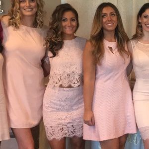 Pink lace skirt and top